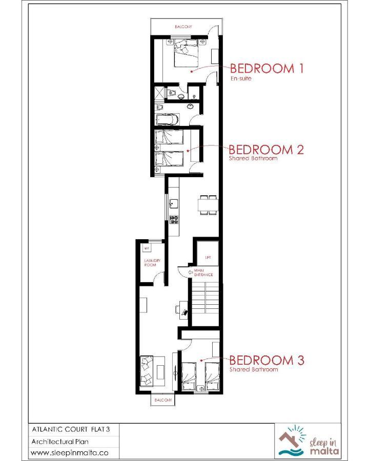 F3 Room 2, Private Room Two Single Beds Shared Bathroom Msida Bagian luar foto